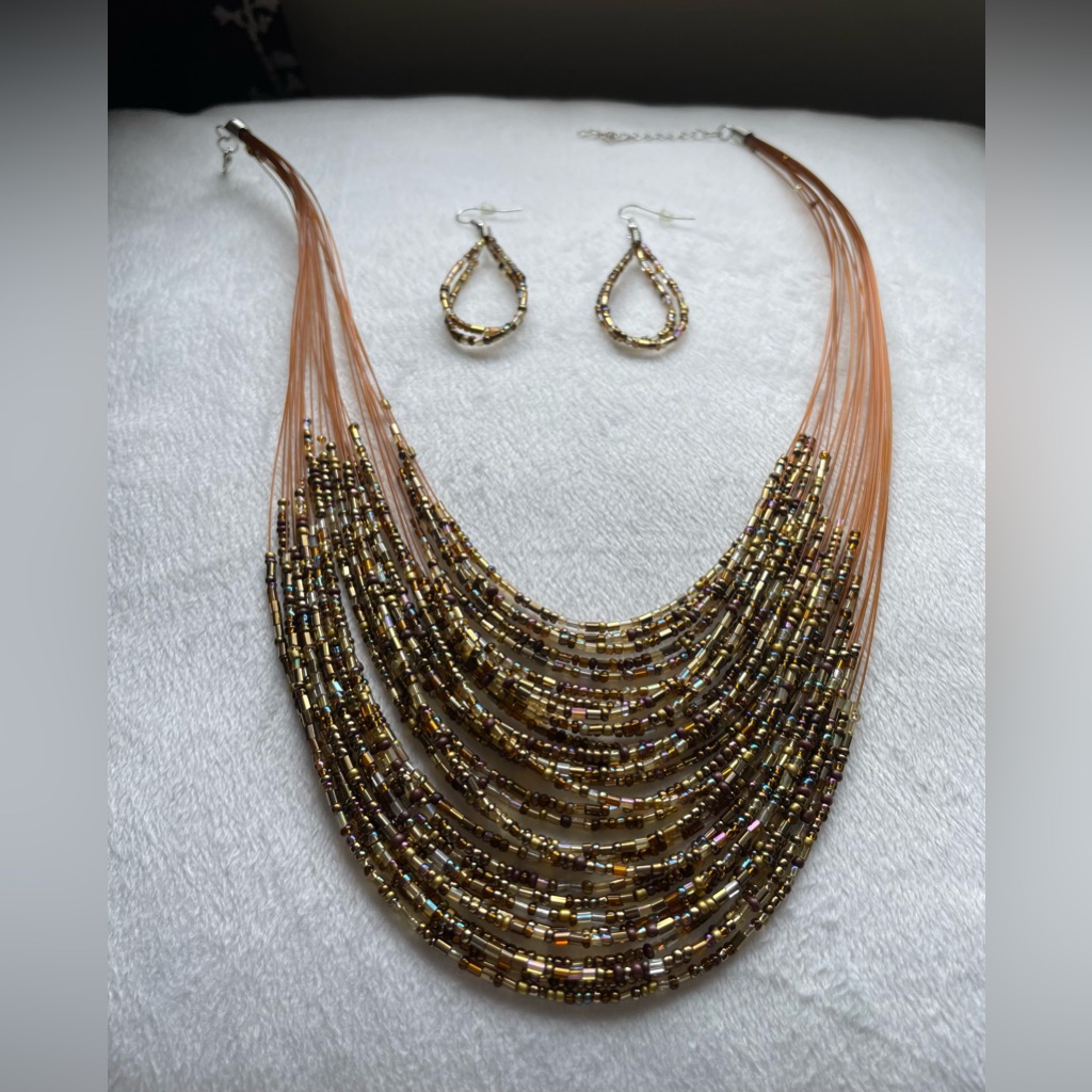 Brand New Earrings And Multilayered Necklace Set